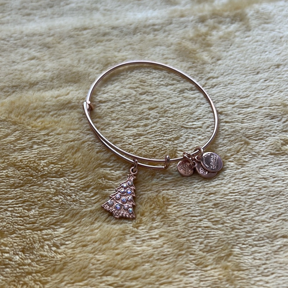 Alex & Ani rose gold Christmas tree charm bracelet